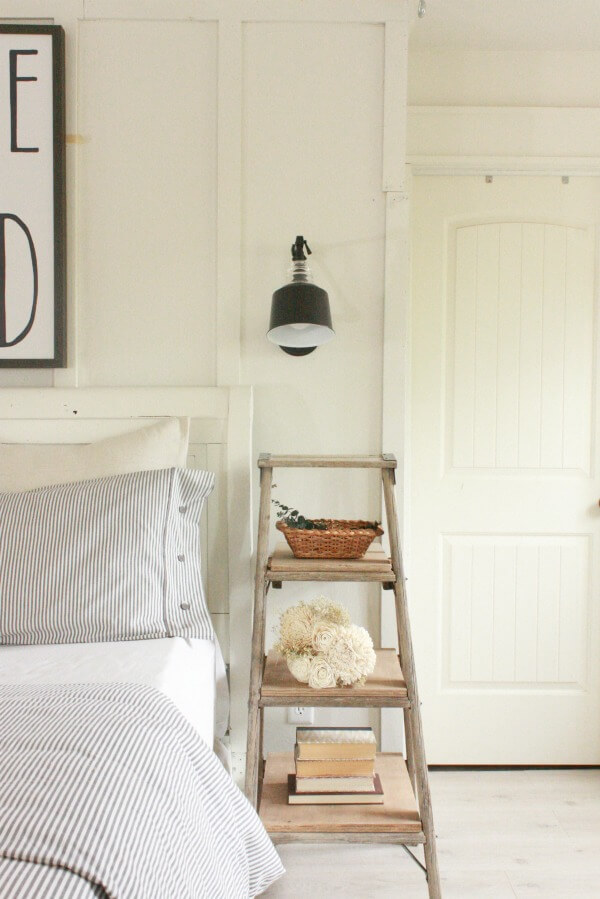 rustic end table with ladder