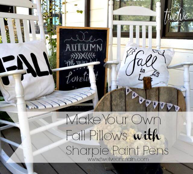 Make Your Own Fall Pillows with Sharpie Paint Pens