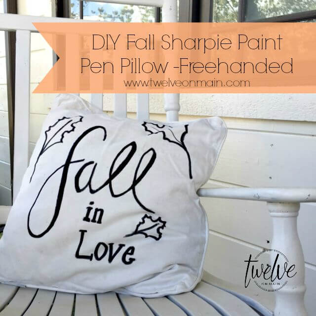 DIY Fall Sharpie Paint Pen Pillow Part 2 with Free Fall Printables!