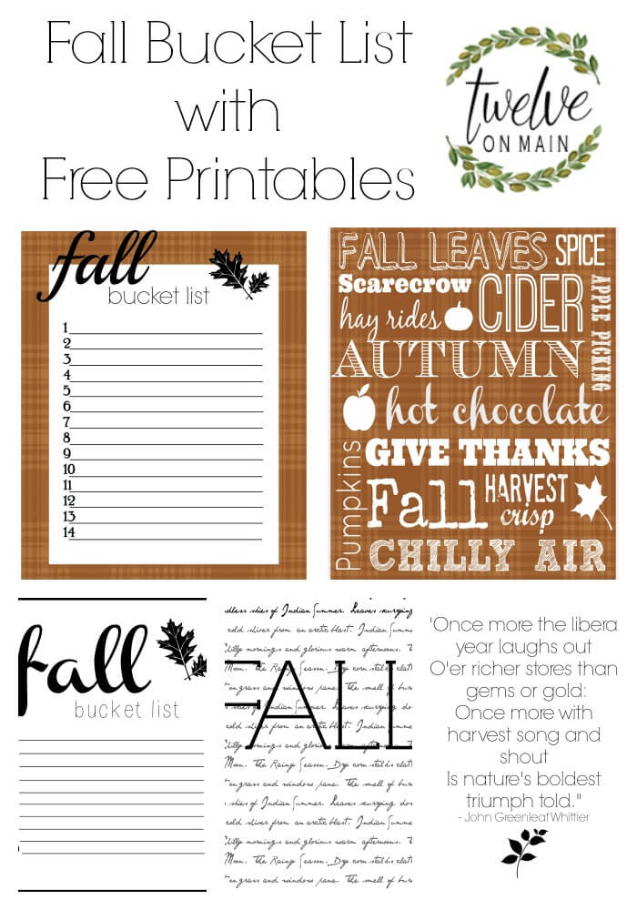 Fall Bucket List with Free Printables