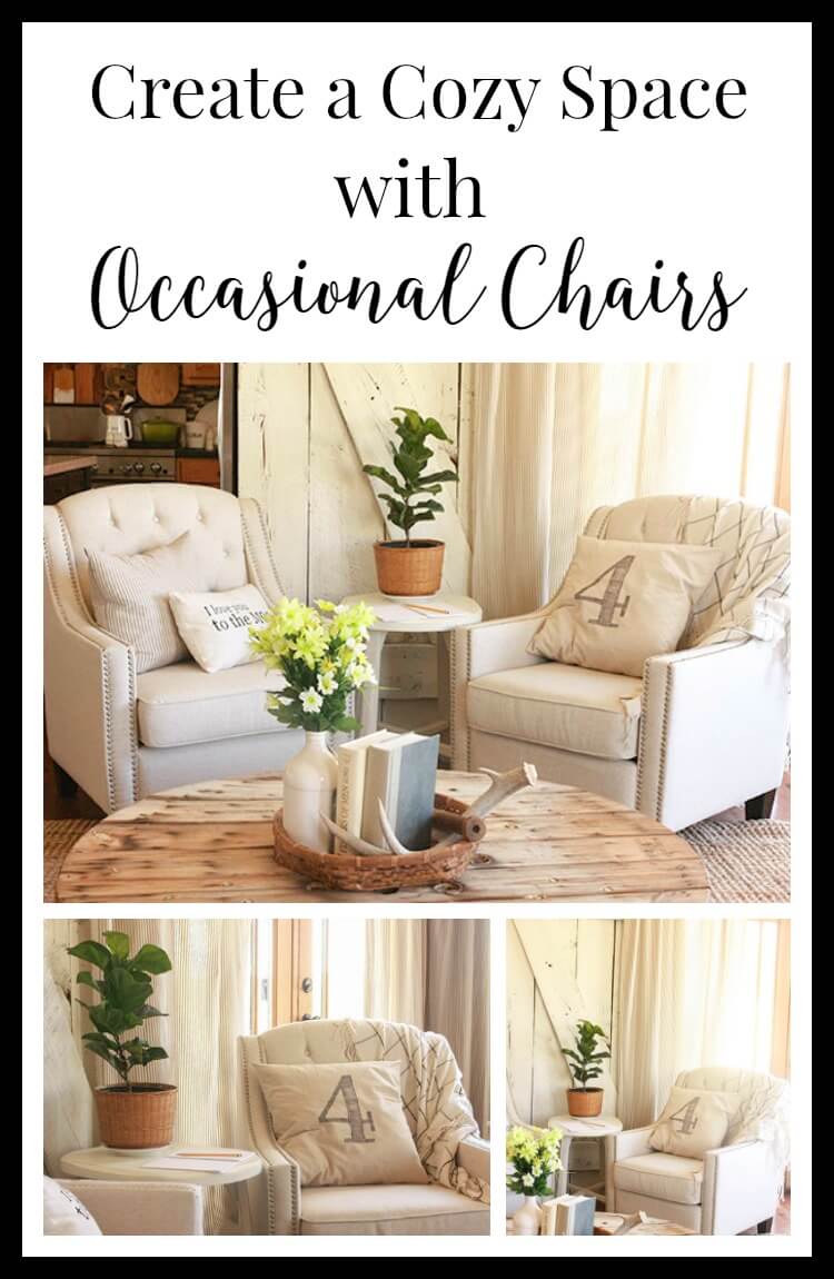 Try using occasional chairs in your home to create a cozy and inviting space. These chairs are from Lamps Plus! | Twelveonmain.com