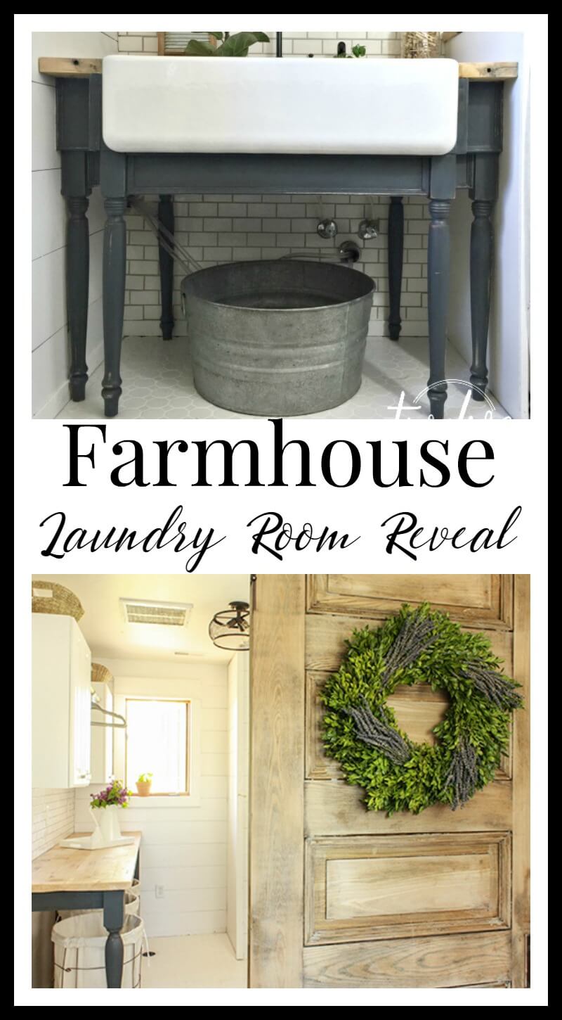 This farmhouse laundry room makeover is amazing! Go check out this One Room Challenge room reveal.