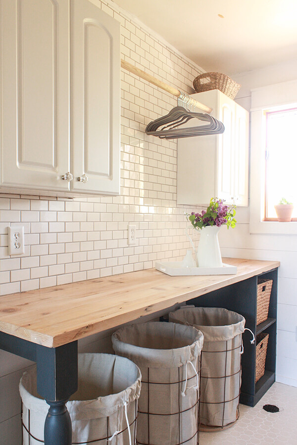 This farmhouse laundry room makeover is amazing! Go check out this One Room Challenge room reveal.