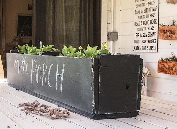 I love to take discarded items and make them my own. This chalkboard planter had a new life! | Twelveonmain.com