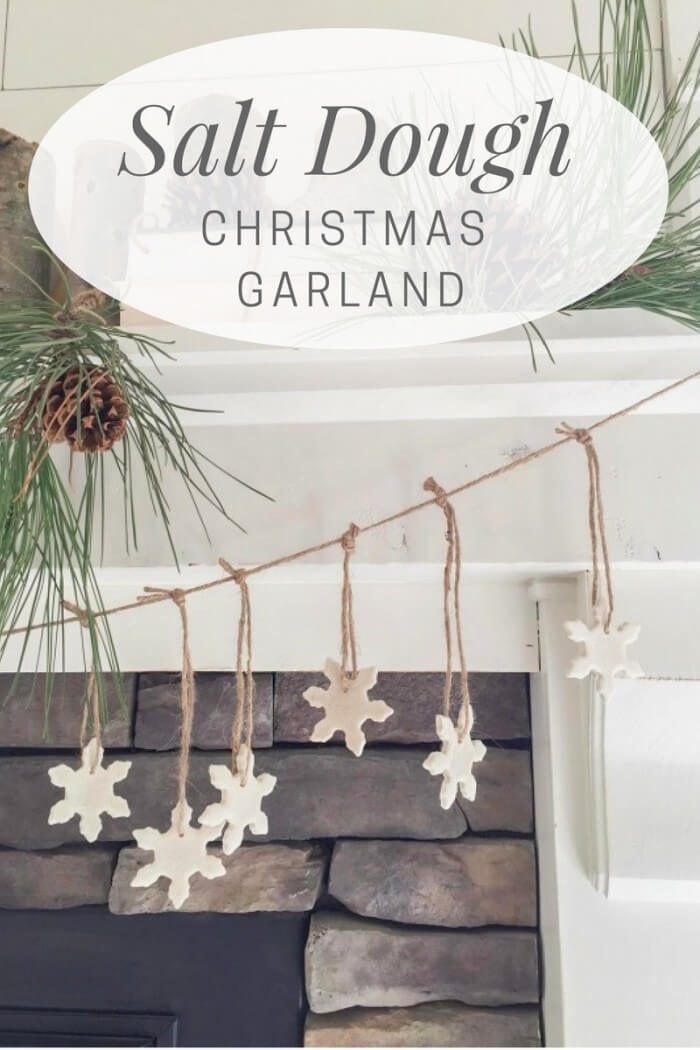 Make these super easy salt dough ornaments and see how I turned them into a cute Christmas garland for my fireplace!