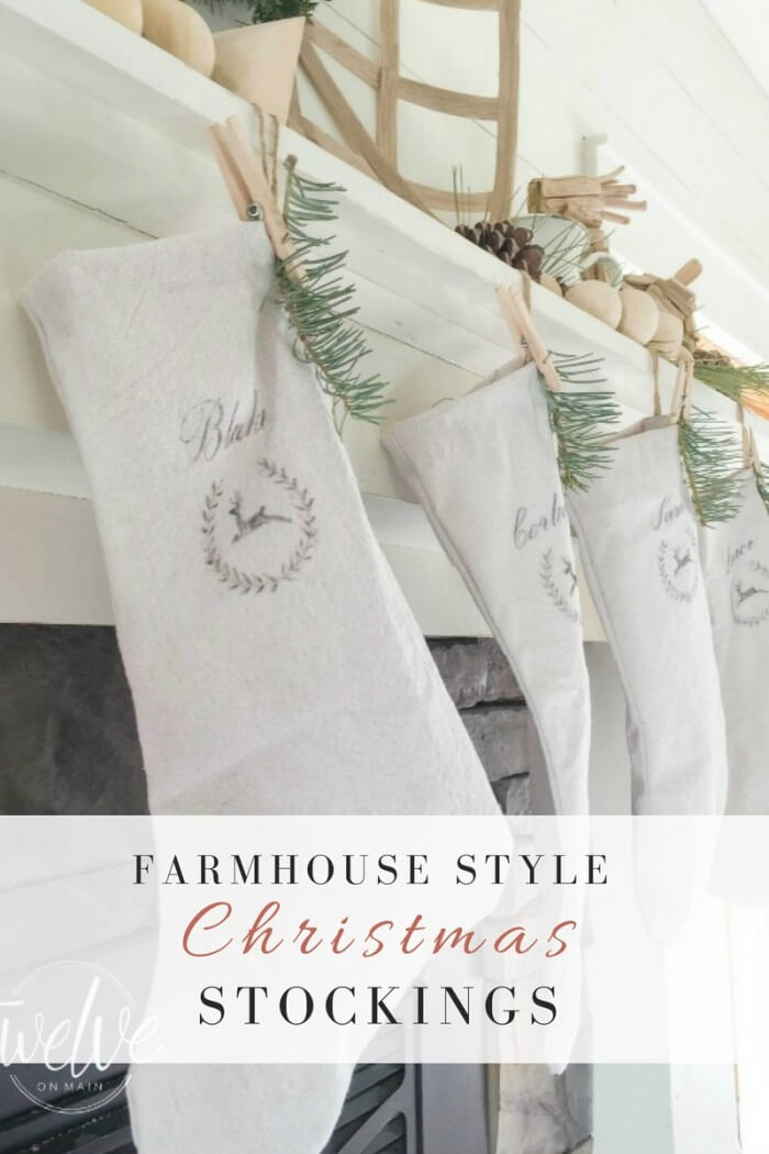 These farmhouse style Christmas stockings made from drop cloths are so amazing and so easy!