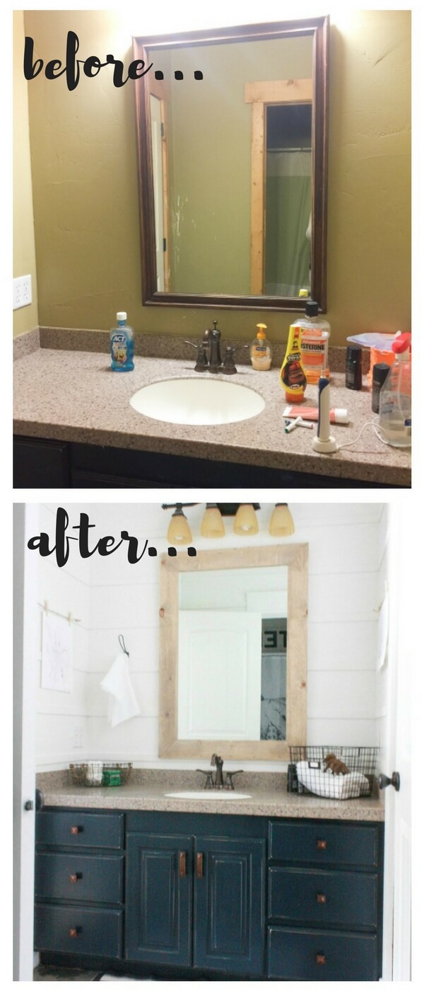 This budget friendly bathroom makeover was completed for less than $100 dollars! Can you believe it?!