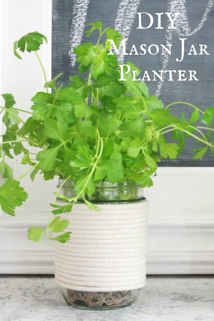 Brighten up your home with these easy 10 minute DIY mason jar herb planters!