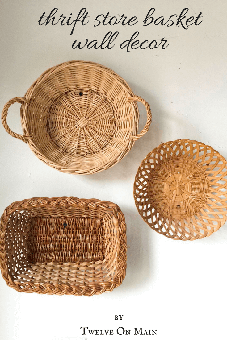 Thrift store basket wall decor is a quick and inexpensive way to decorate your home!