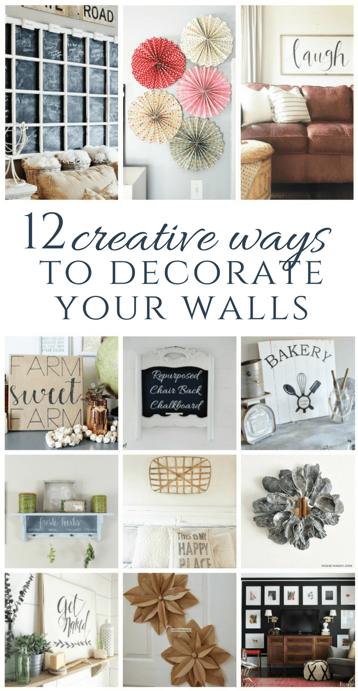 12 creative ways to decorate walls! Includes easy DIY projects, as well as some really cool re-purpose projects. All budget friendly!