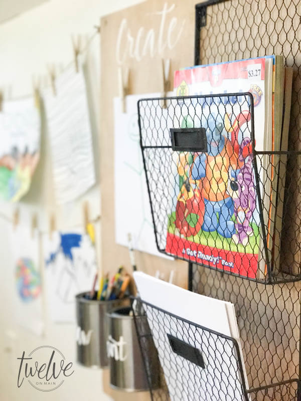 This is the perfect project! This easy arts and crafts center for kids only took 10 minutes to put together!