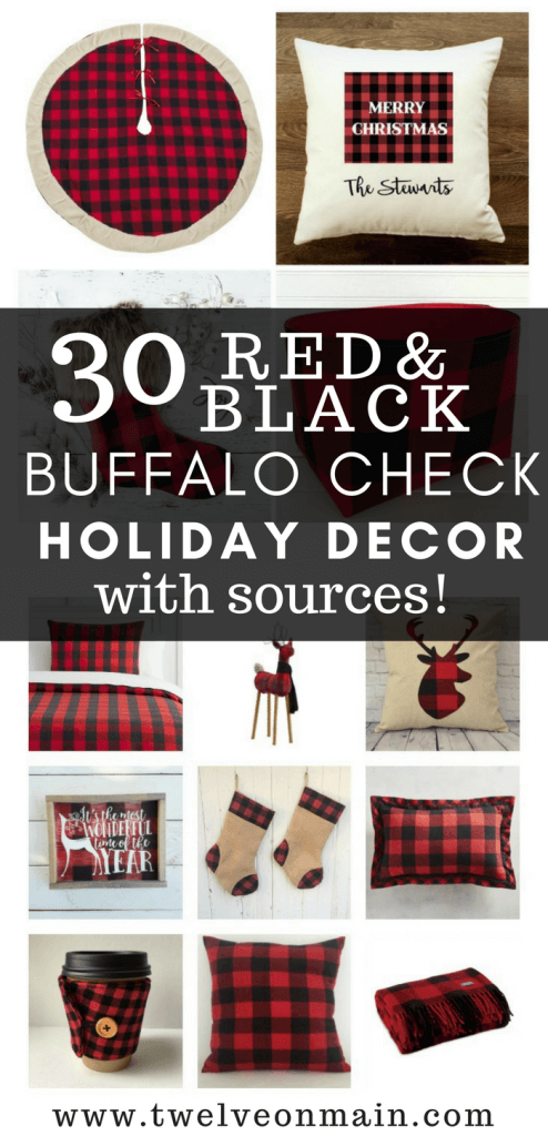 Black Buffalo Plaid Holiday Decor Items, Red Buffalo Plaid Decorating Ideas