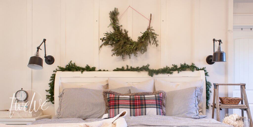 Want to decorate your bedroom for Christmas but don't know where to start? You only need a few inexpensive items to create the most cozy Christmas bedroom! Farmhouse Christmas bedroom decor.