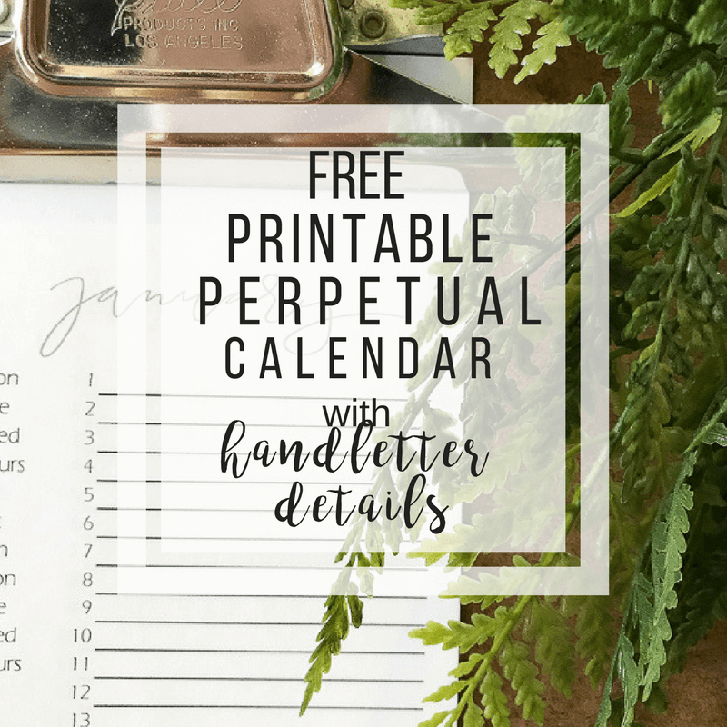 Free Printable Perpetual Calendar Twelve On Main