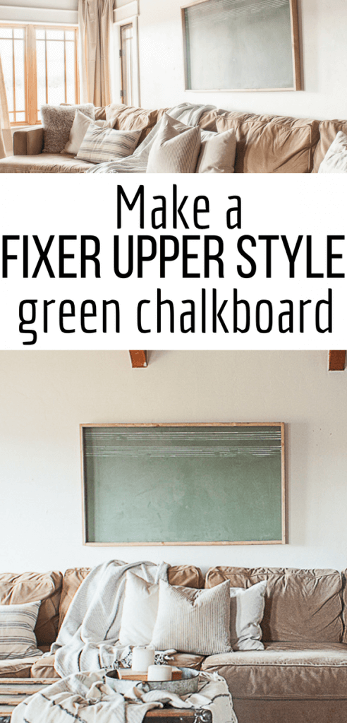 Want to add some fixer upper charm to your home? Try making a super easy vintage green chalkboard for your home! They look so stylish above a couch or in an entryway! #TwelveOnMain #farmhousedecor#fixerupperdecor #diyprojects 