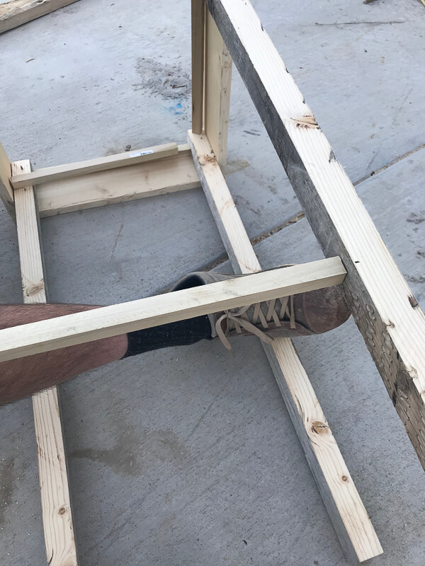 Adding cross braces to an outdoor side table