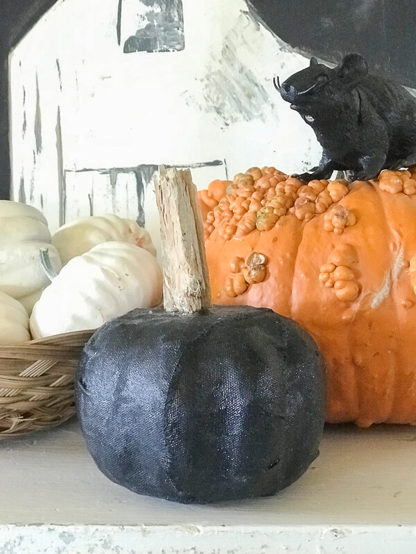 Dollar store foam pumpkin gets a Halloween style makeover!