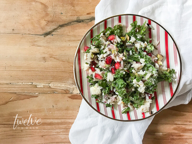 Try this kale, wild rice, and pomegranate salad today!