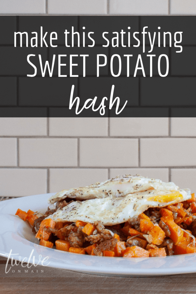 Make this satisfying sweet potato hash! Its perfect for someone that is gluten free, and can be made Vegan or Vegetarian! Its so flavorful including garlic, rosemary and parmesan cheese!