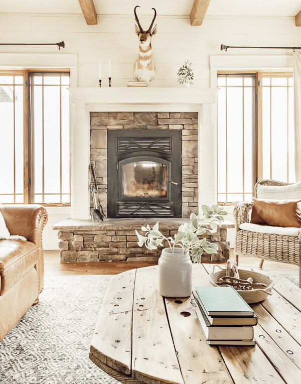 Antelope head mount in my farmhouse style living room for spring