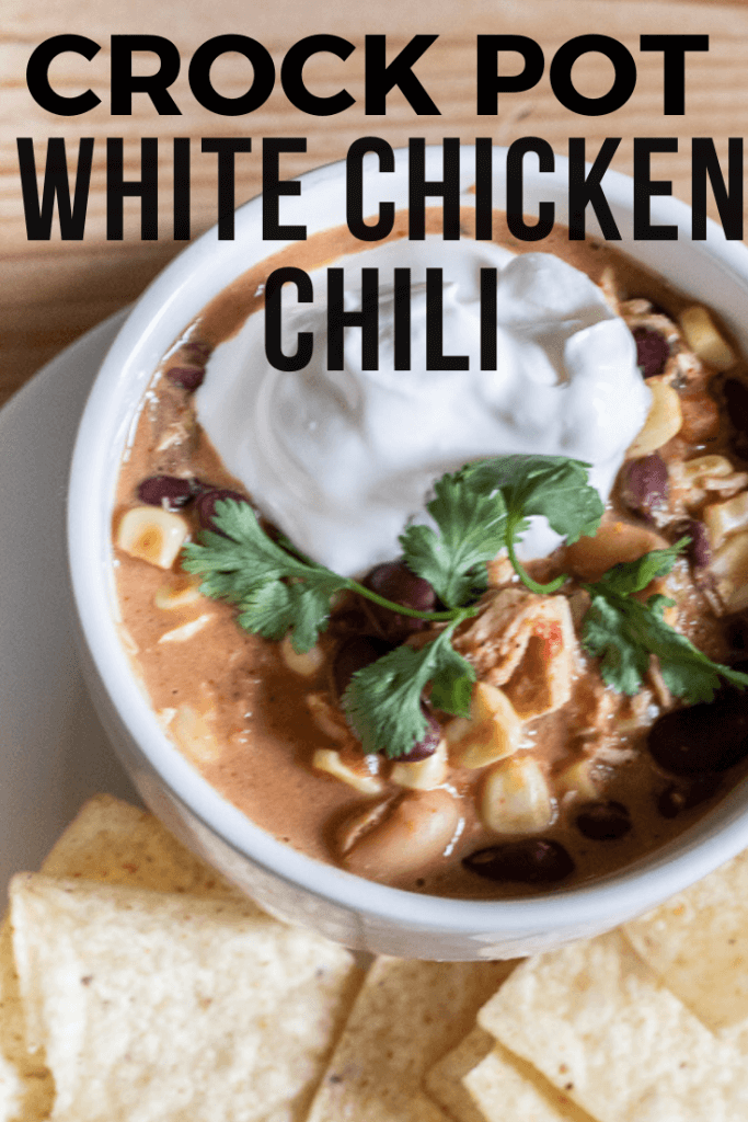This slow cooker white chicken chili is so easy to make, tastes amazing and is the perfect accompaniment to your chilly fall days! 