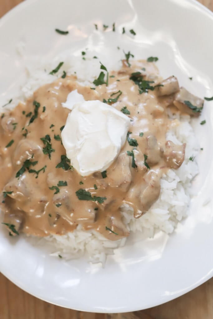 The most amazing and easy beef stroganoff recipe! Make this in the oven, Instapot, or slow cooker! This recipe is so versatile and pantry friendly!