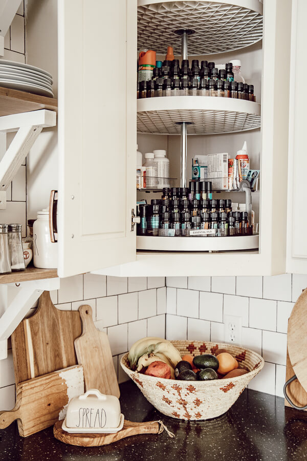 Organization tips for the perfectly arranged medicine cabinet! Ours is in a lazy susan cabinet and its so hard to keep it clean! Come see what we do to keep it organized!