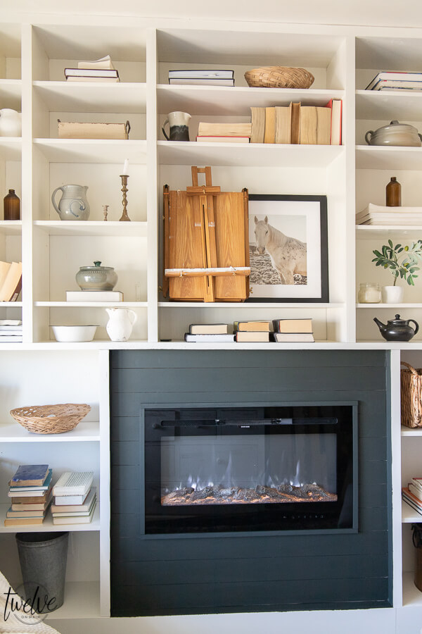 Gorgeous Office Bookshelves With A Built In Electric Fireplace