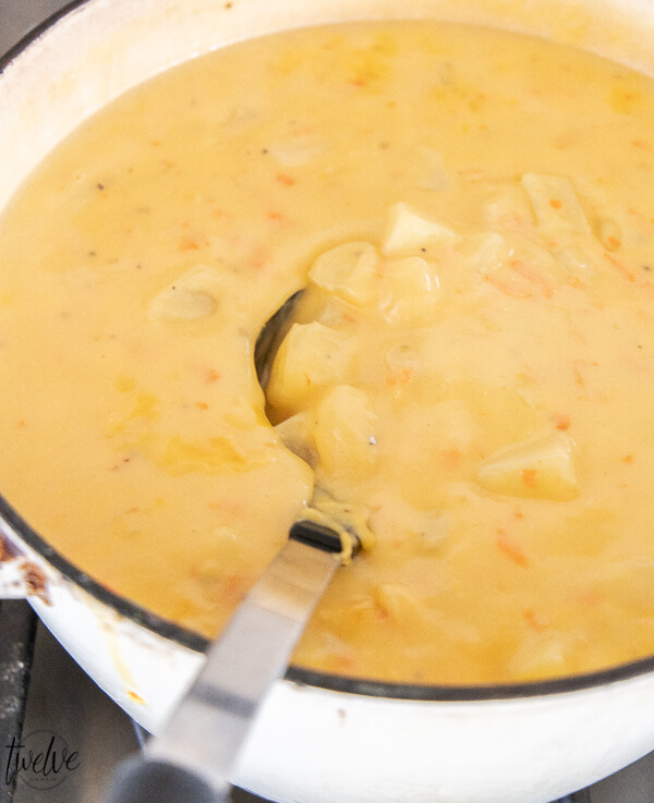 Creamy potato cheese soup is the ultimate comfort food. Try this recipe out! Its so easy and takes less than 30 minutes and you are sure to have all the ingredients in your home already!