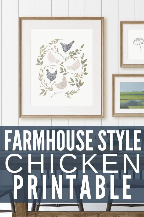 Get this adorable farmhouse style chicken printable for FREE! This is a great printable that can be printed right from your home or have it printed at your favorite store!