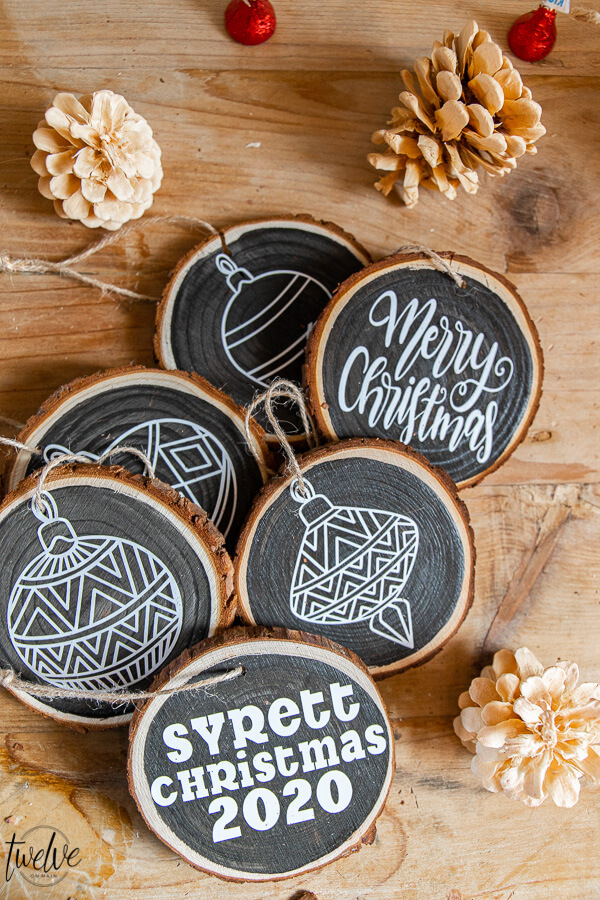 Want personalized Holiday gift ideas? How about some cute personalized Christmas ornaments that you can make with a Cricut machine. I made these cute Christmas ornaments using wood rounds, and created the designs that were cut on my Cricut Maker.