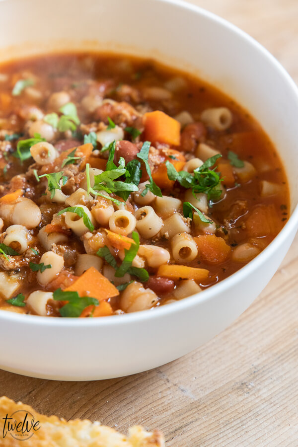 Try my amazing hearty and flavorful pasta fagioli recipe! This is healthy, and has so many yummy textures and the flavor is perfect!
