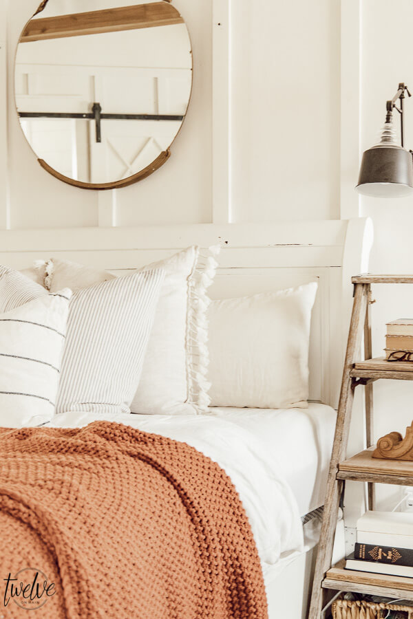 Cozy decor in the bedroom. Its easy to add accent colors and textures to give your space and warm and cozy feel that is perfect for winter.