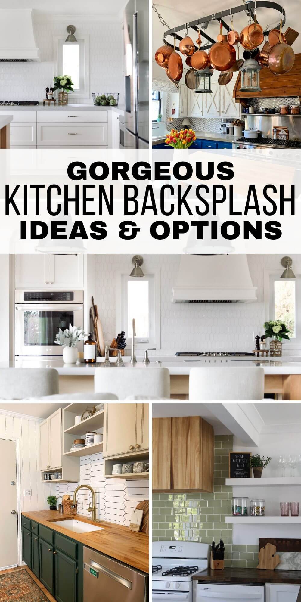 Gorgeous kitchen backsplash ideas from simple to elaborate, affordable to expensive, and how to choose the right material for your home. See the many different options available for home owners and even renters can use!