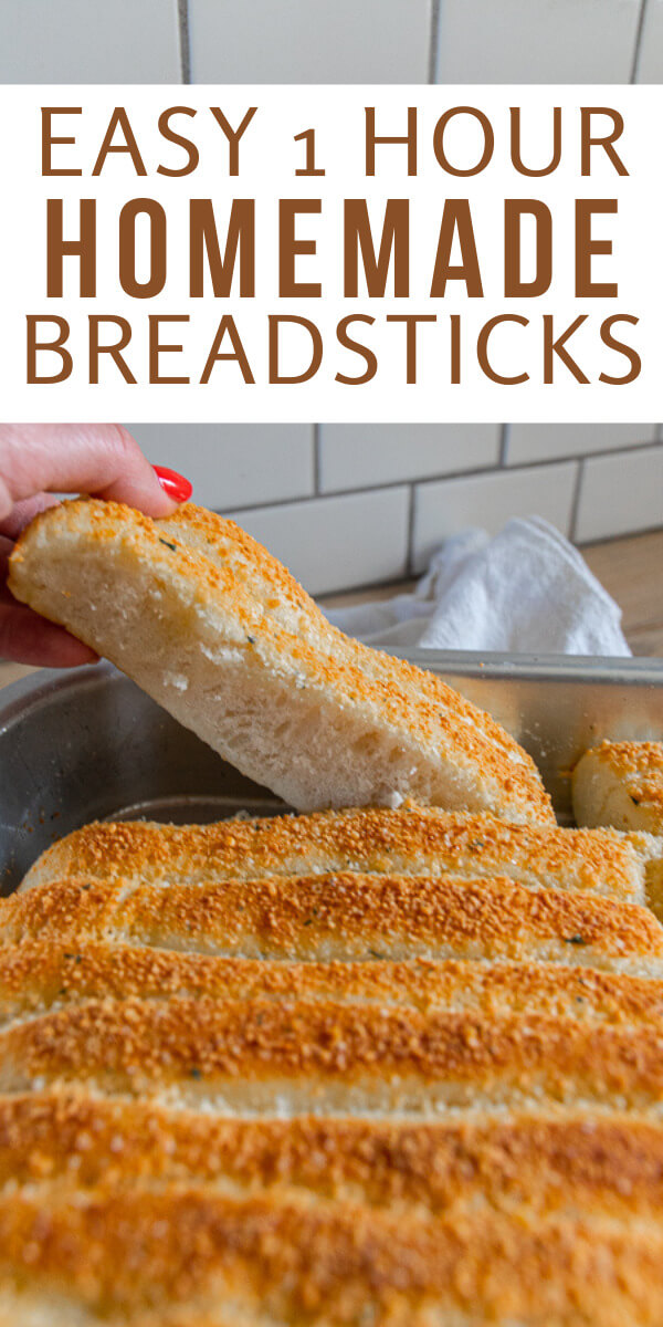 How to make the easiest 1 hour homemade breadstick recipe. These homemade breadsticks are super easy to make and taste amazing!!