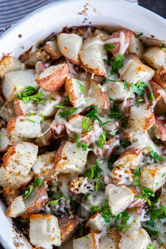 Amazing parmesan herb roasted potatoes perfect for any weeknight meal.