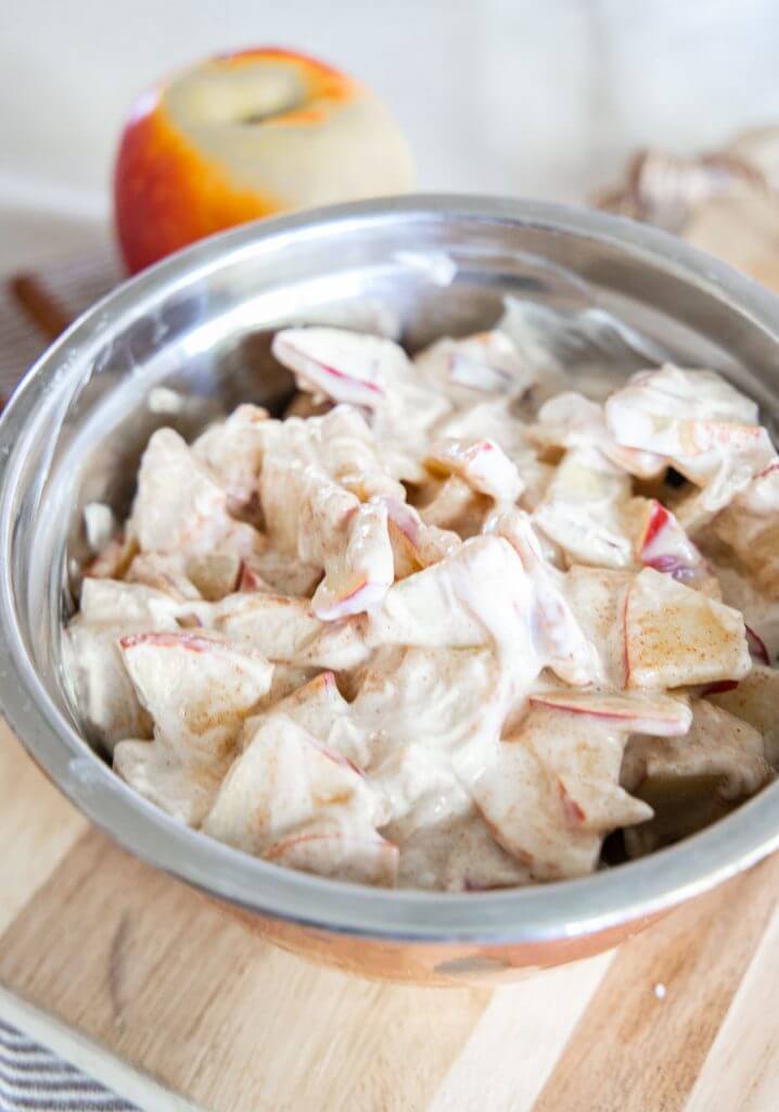 Make this easy 4 ingredient apple salad that is a great high protein snack or dessert! Its easy to make and tastes amazing.