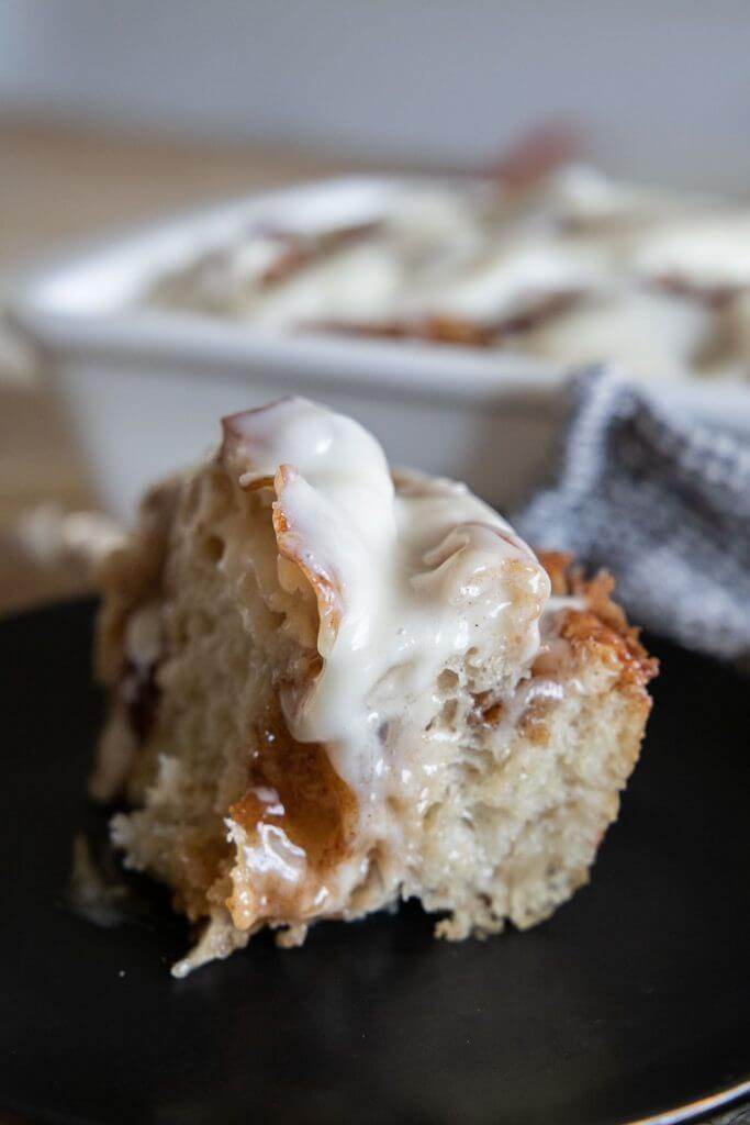 Make this amazing cinnamon sugar focaccia sourdough bread with cream cheese frosting. This is a great new take on cinnamon rolls.